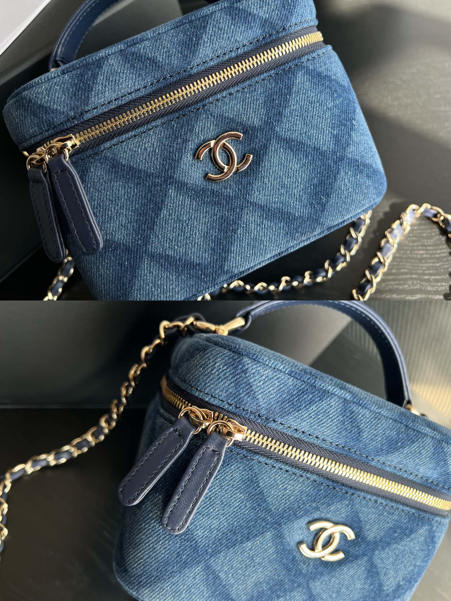 Chanel CC Denim Vanity Bag Blue/ Dark Blue For Women 5.9 in / 15 cm
