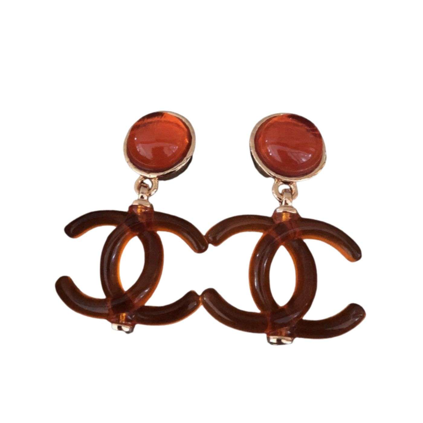 Chanel CC Earrings Brown For Women