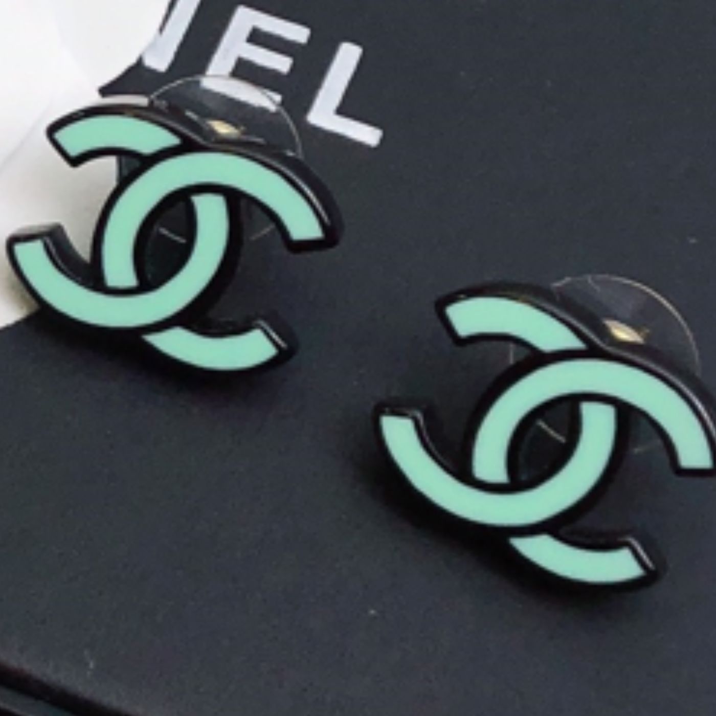 Chanel CC Earrings Jade Green For Women