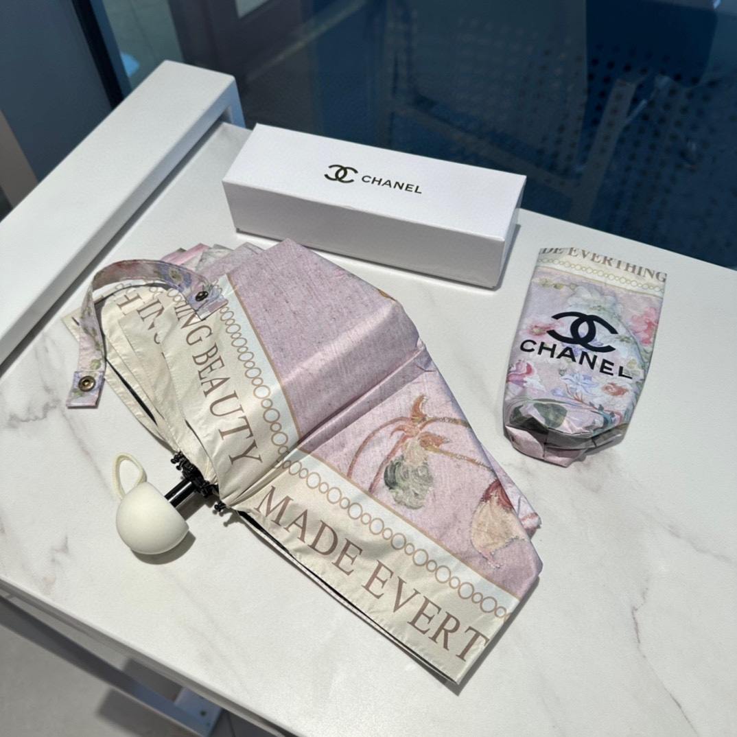 Chanel CC Flower Folding Umbrella Pink