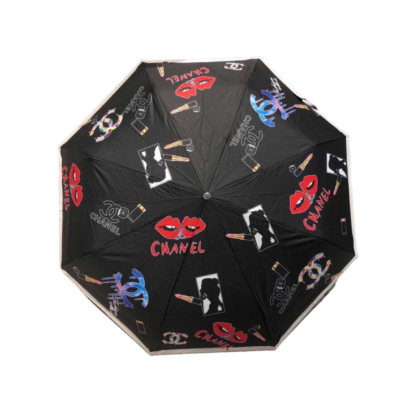 Chanel CC Folding Umbrella With Make Up Black