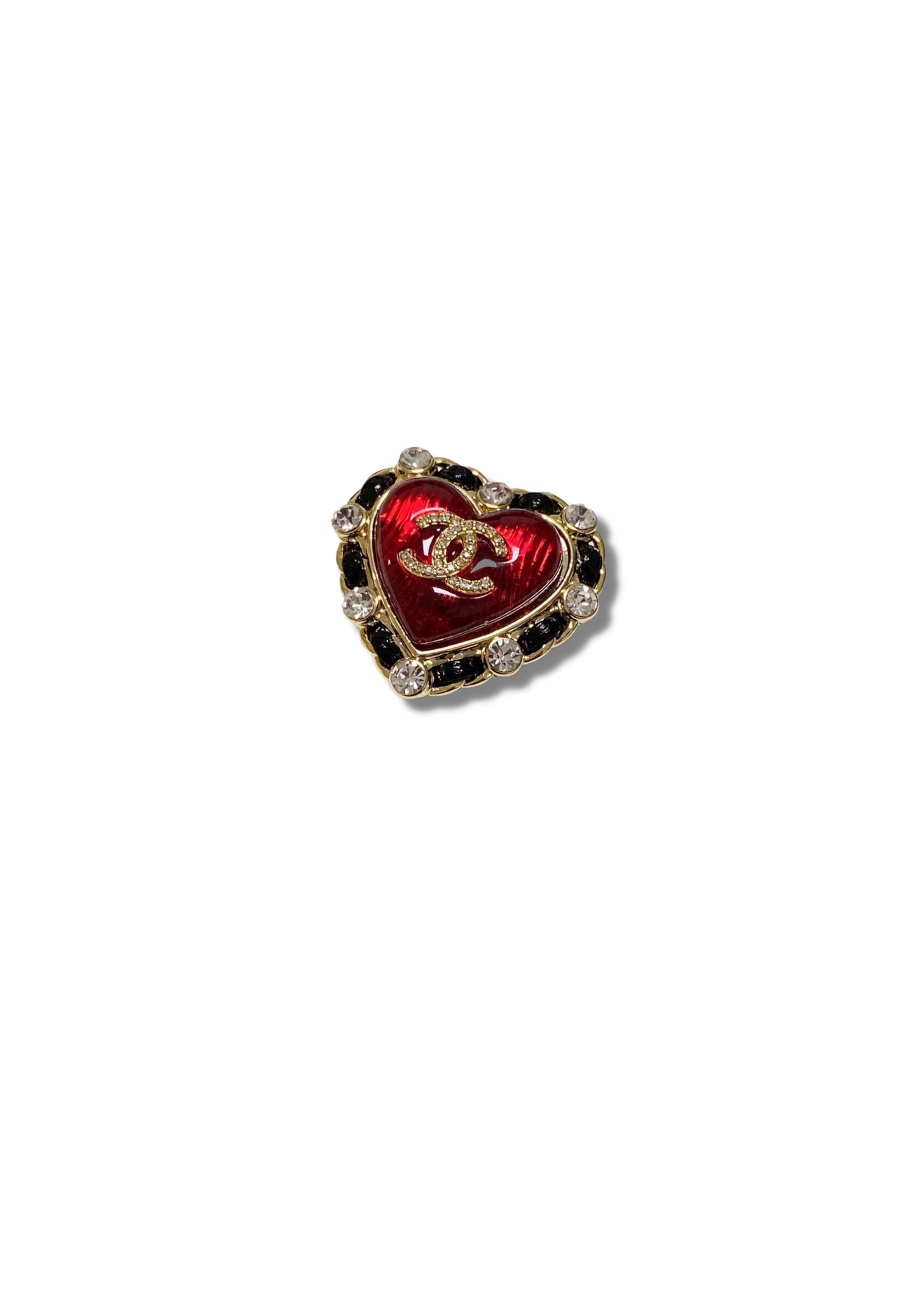Chanel CC Heart Brooch Red And Black For Women