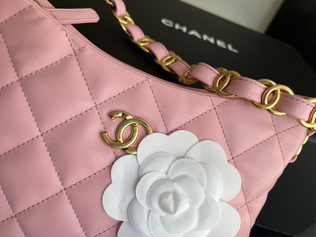 Chanel CC Hobo Bag Black/Pink For Women 9.4 in / 24 cm AS3562 94305