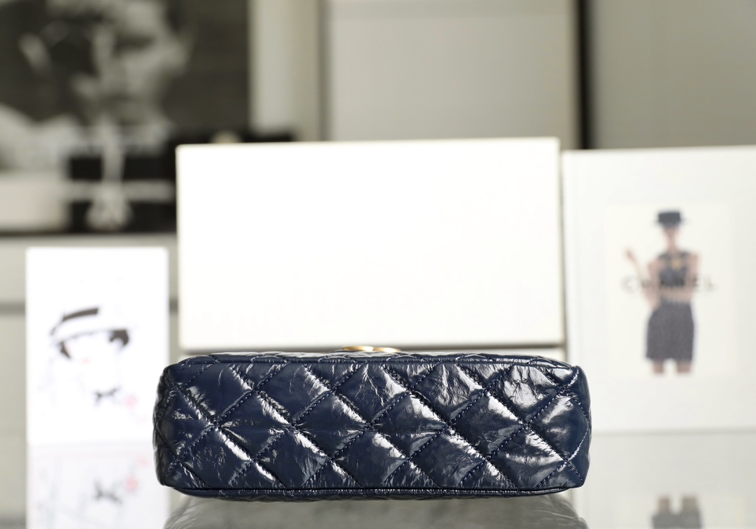 Chanel CC Medium Hobo Bag Black/ Dark Blue For Women 8.6 in / 22.5 cm