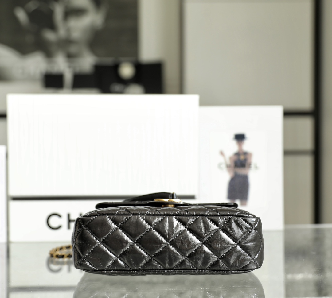 Chanel CC Medium Hobo Bag Black/ Dark Blue For Women 8.6 in / 22.5 cm