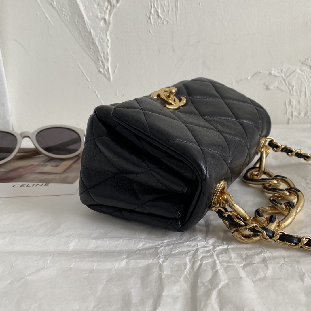 Chanel CC Mini Hobo Flap Bag Black For Women 6.7 in / 17 cm