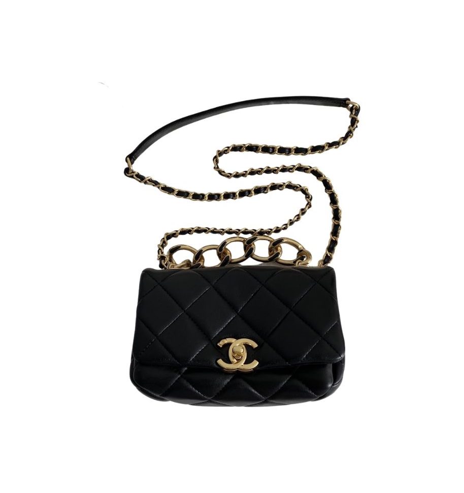 Chanel CC Mini Hobo Flap Bag Black For Women 6.7 in / 17 cm