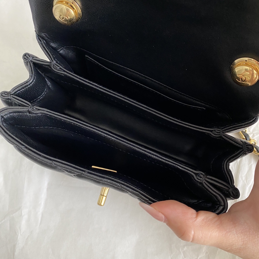 Chanel CC Mini Hobo Flap Bag Black For Women 6.7 in / 17 cm
