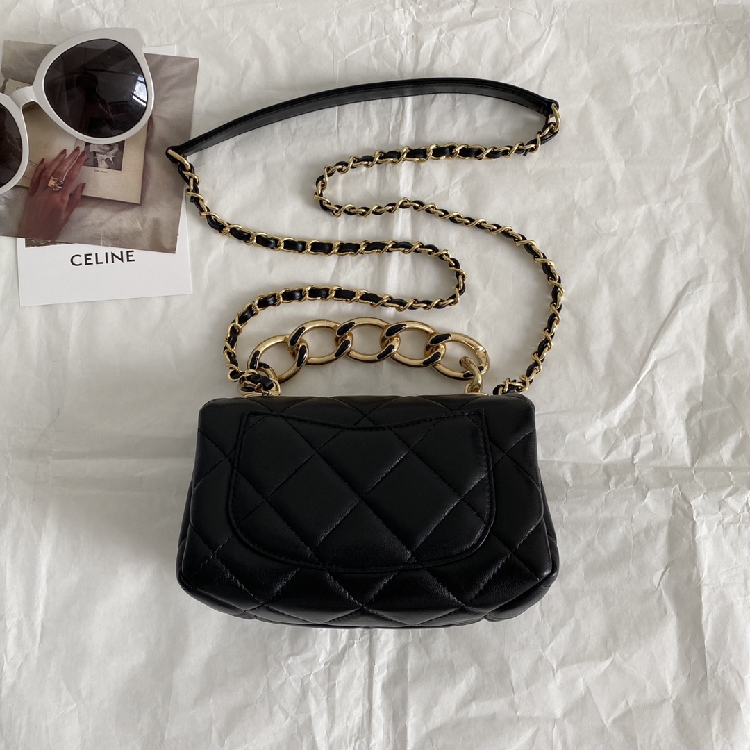 Chanel CC Mini Hobo Flap Bag Black For Women 6.7 in / 17 cm