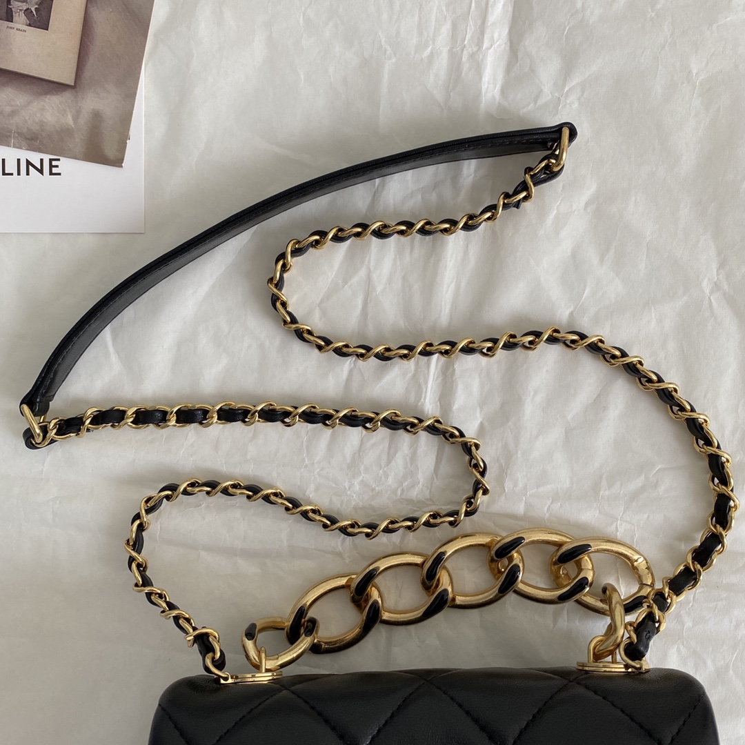 Chanel CC Mini Hobo Flap Bag Black For Women 6.7 in / 17 cm
