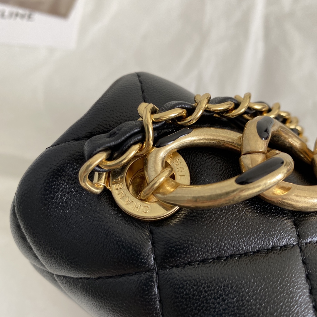 Chanel CC Mini Hobo Flap Bag Black For Women 6.7 in / 17 cm