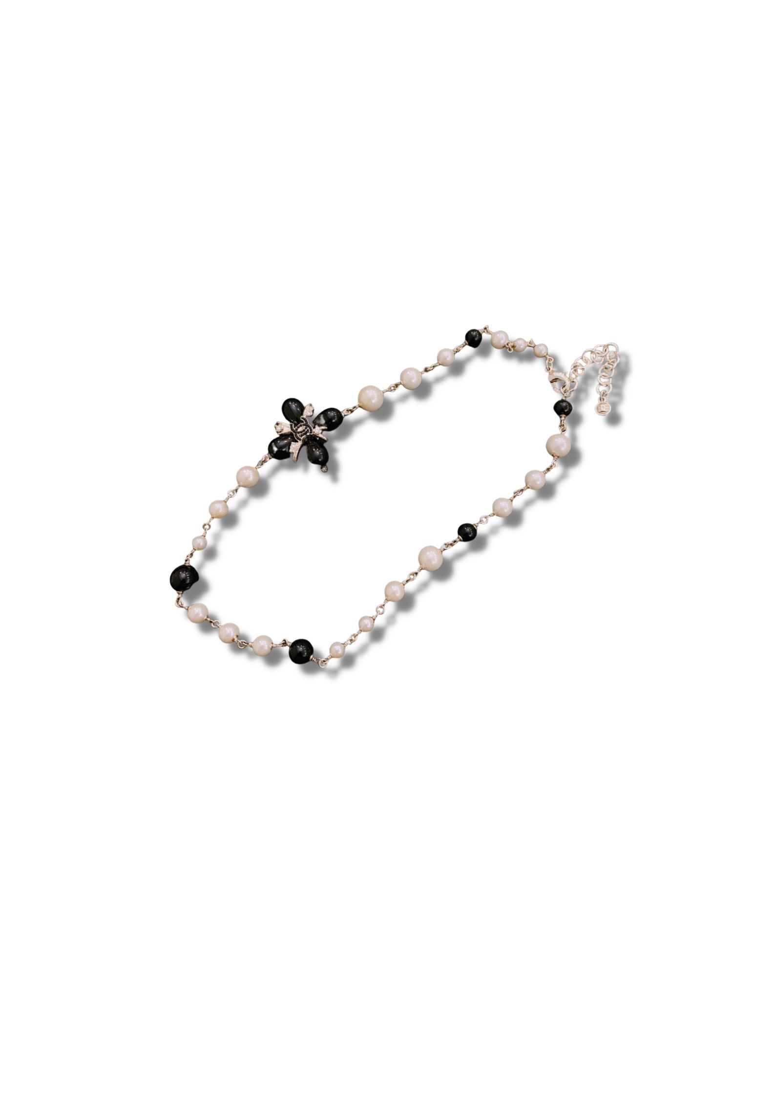 Chanel CC Pearl Necklace White And Black For Women