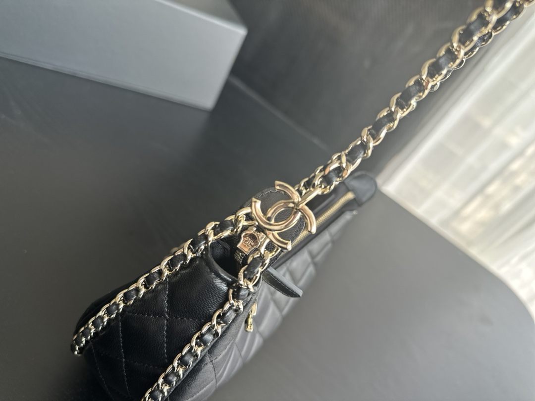 Chanel CC Small 23P Hobo Loop Bag Black For Women 7.9 in/ 20 cm