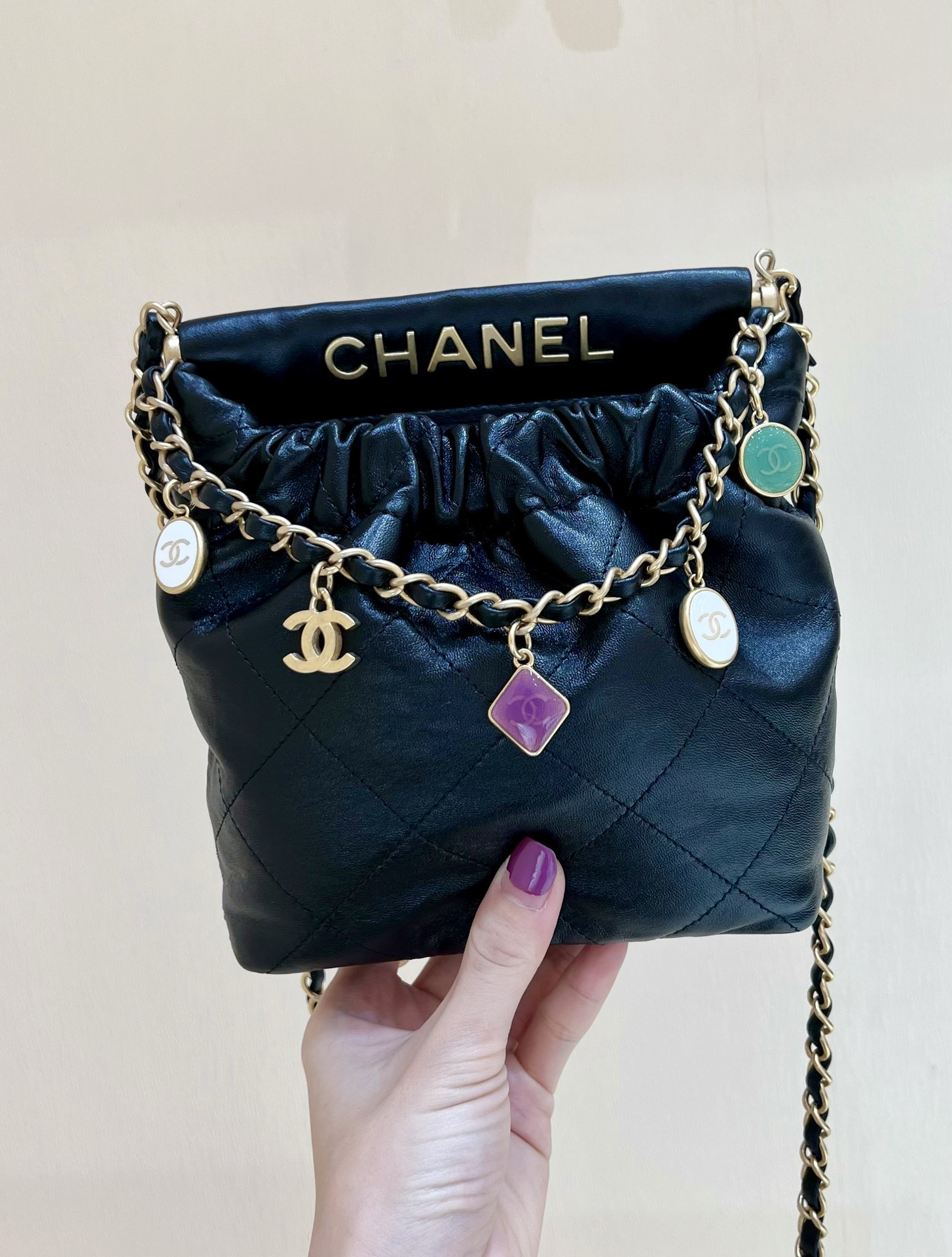 Chanel CC Small Bucket Bag Black For Women 6.7 in / 17 cm