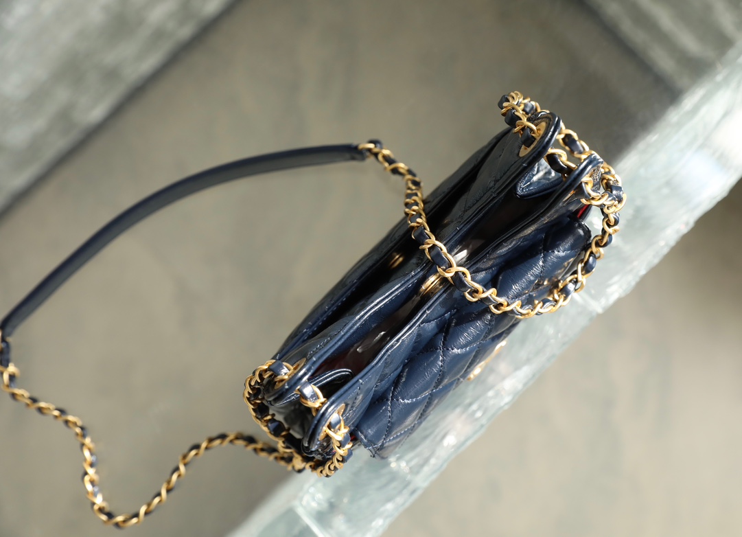 Chanel CC Small Hobo Bag Black/ Dark Blue For Women 7.4 in / 17 cm AS3710 94305