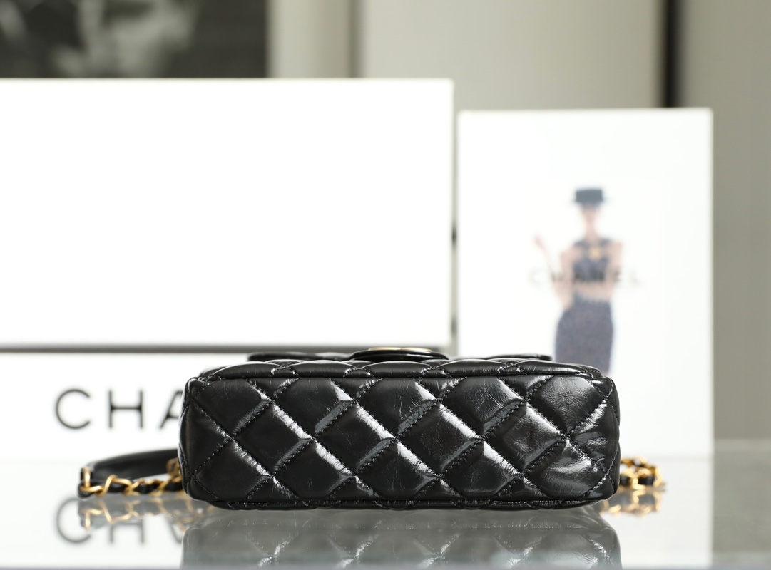 Chanel CC Small Hobo Bag Black/ Dark Blue For Women 7.4 in / 17 cm AS3710 94305
