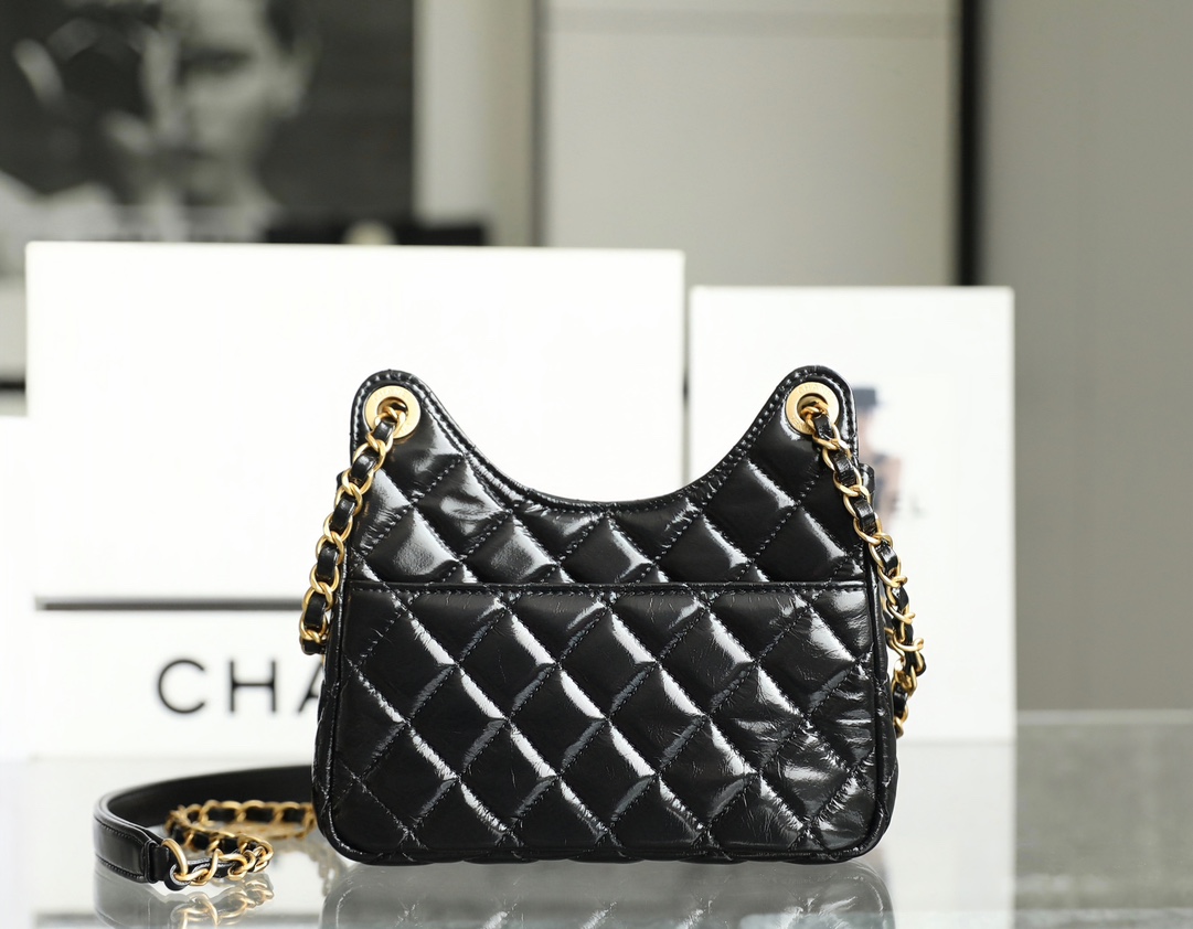 Chanel CC Small Hobo Bag Black/ Dark Blue For Women 7.4 in / 17 cm AS3710 94305