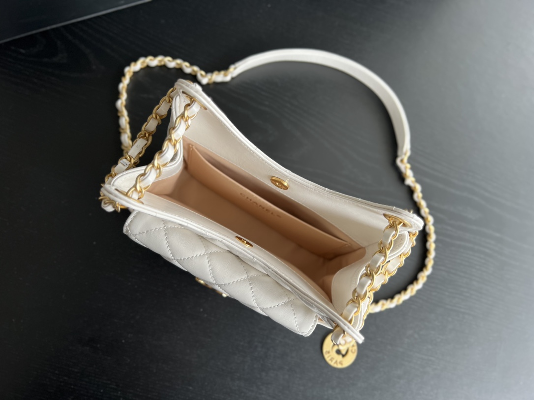 Chanel CC Small Hobo Bag White For Women 7.4 in / 19 cm  AS3710 10601