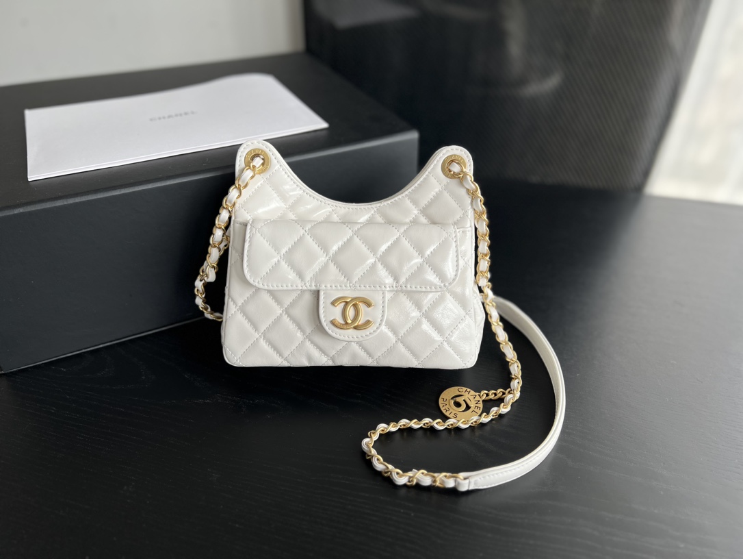 Chanel CC Small Hobo Bag White For Women 7.4 in / 19 cm  AS3710 10601