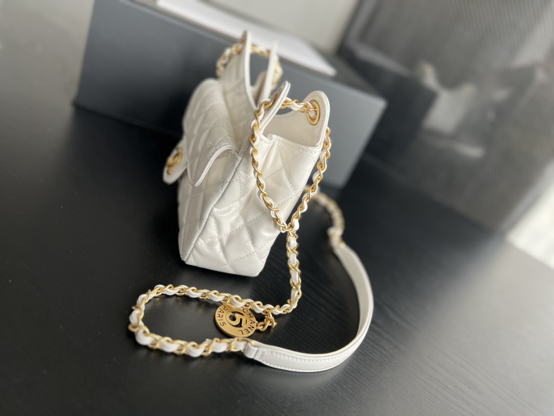 Chanel CC Small Hobo Bag White For Women 7.4 in / 19 cm  AS3710 10601
