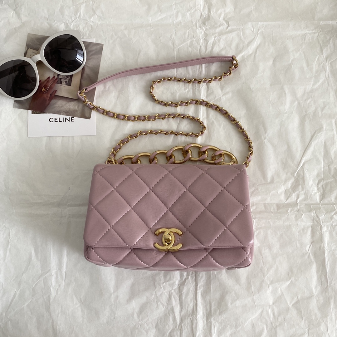 Chanel CC Small Hobo Flap Bag Black/Pink/Grey For Women 8.3 in / 21 cm