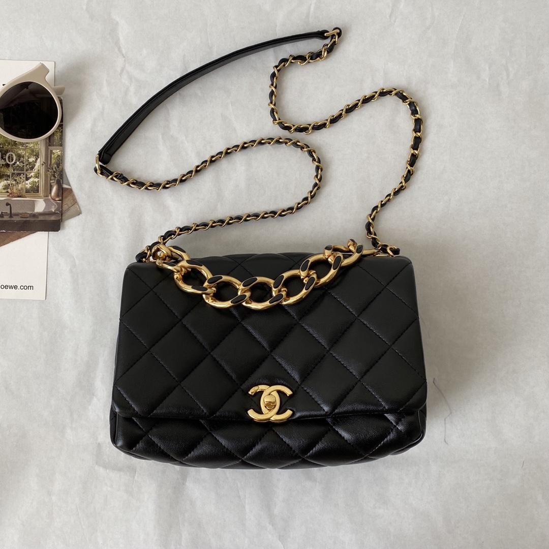 Chanel CC Small Hobo Flap Bag Black/Pink/Grey For Women 8.3 in / 21 cm