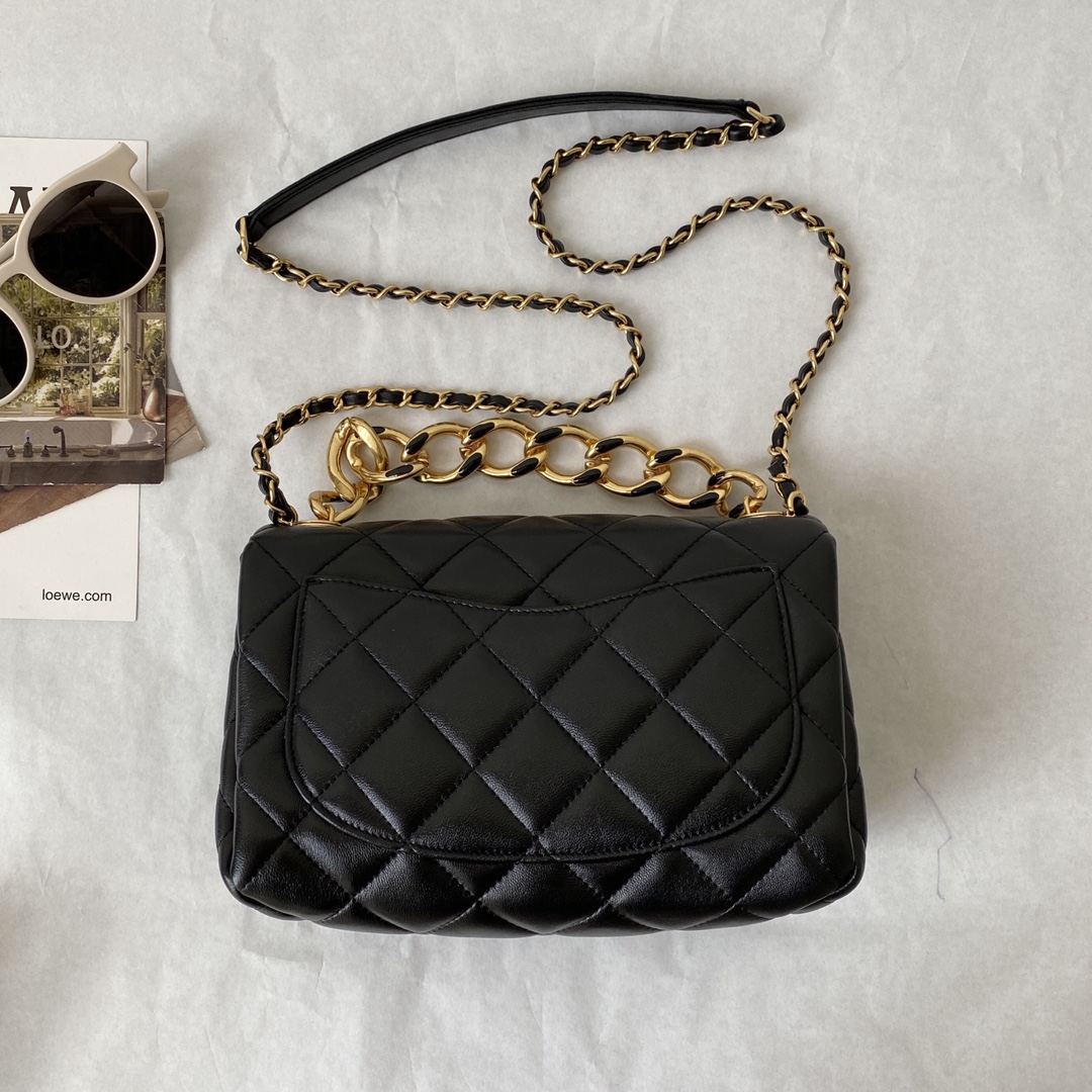 Chanel CC Small Hobo Flap Bag Black/Pink/Grey For Women 8.3 in / 21 cm