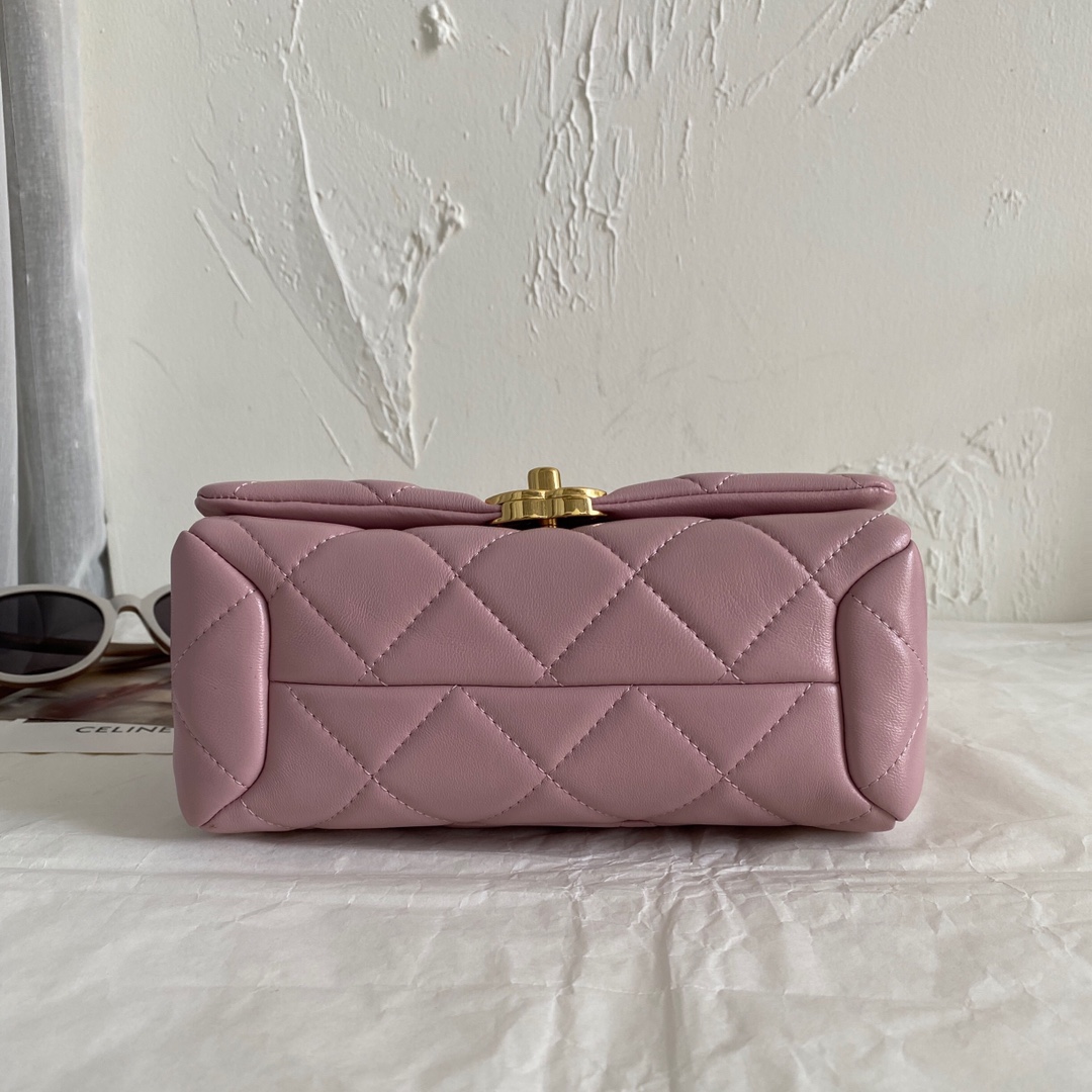 Chanel CC Small Hobo Flap Bag Black/Pink/Grey For Women 8.3 in / 21 cm
