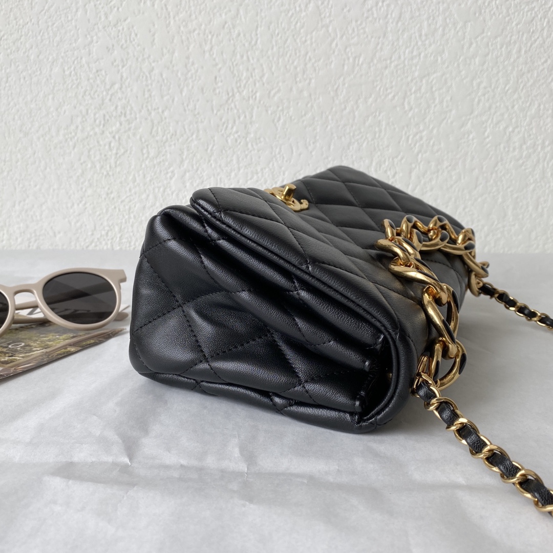 Chanel CC Small Hobo Flap Bag Black/Pink/Grey For Women 8.3 in / 21 cm