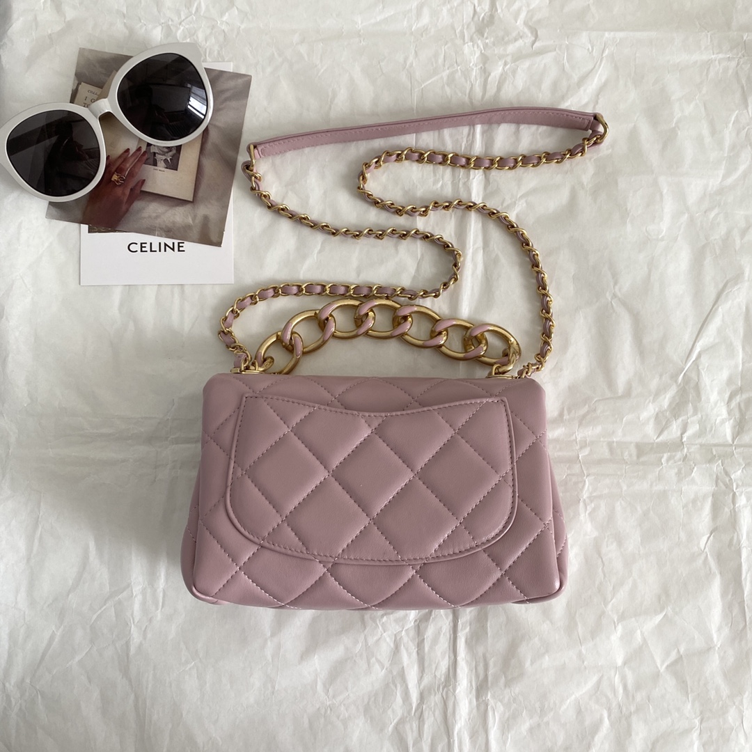 Chanel CC Small Hobo Flap Bag Black/Pink/Grey For Women 8.3 in / 21 cm