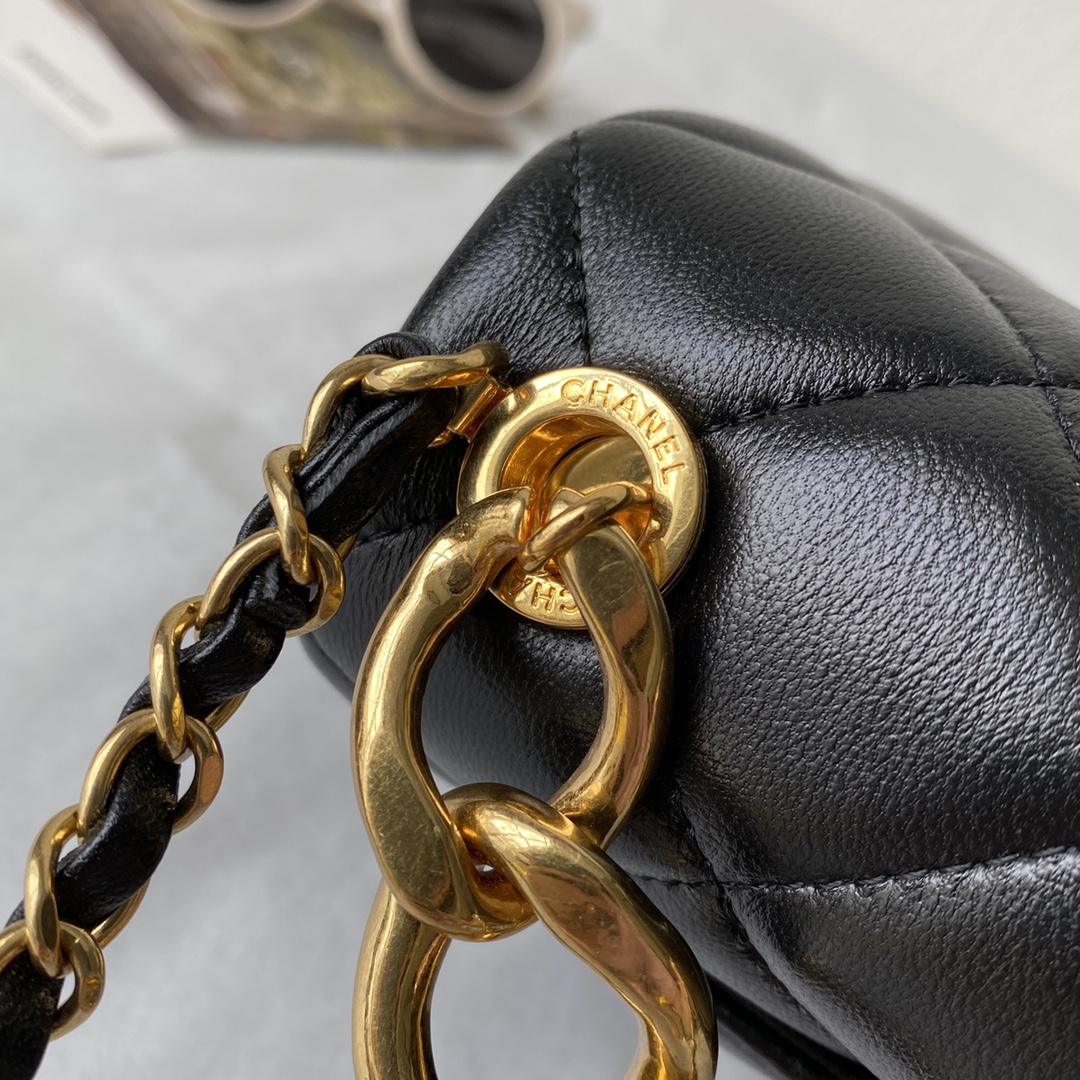Chanel CC Small Hobo Flap Bag Black/Pink/Grey For Women 8.3 in / 21 cm