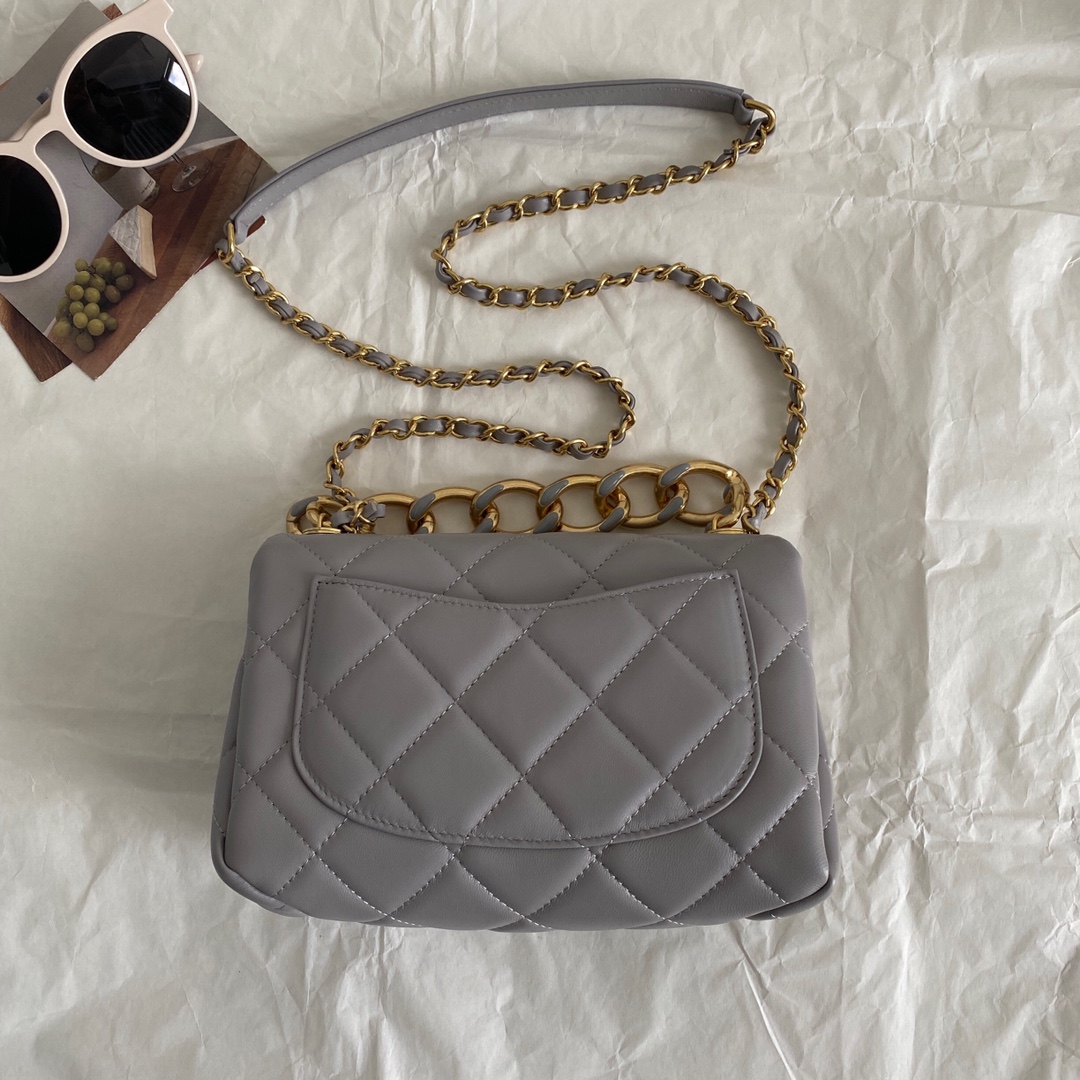 Chanel CC Small Hobo Flap Bag Black/Pink/Grey For Women 8.3 in / 21 cm