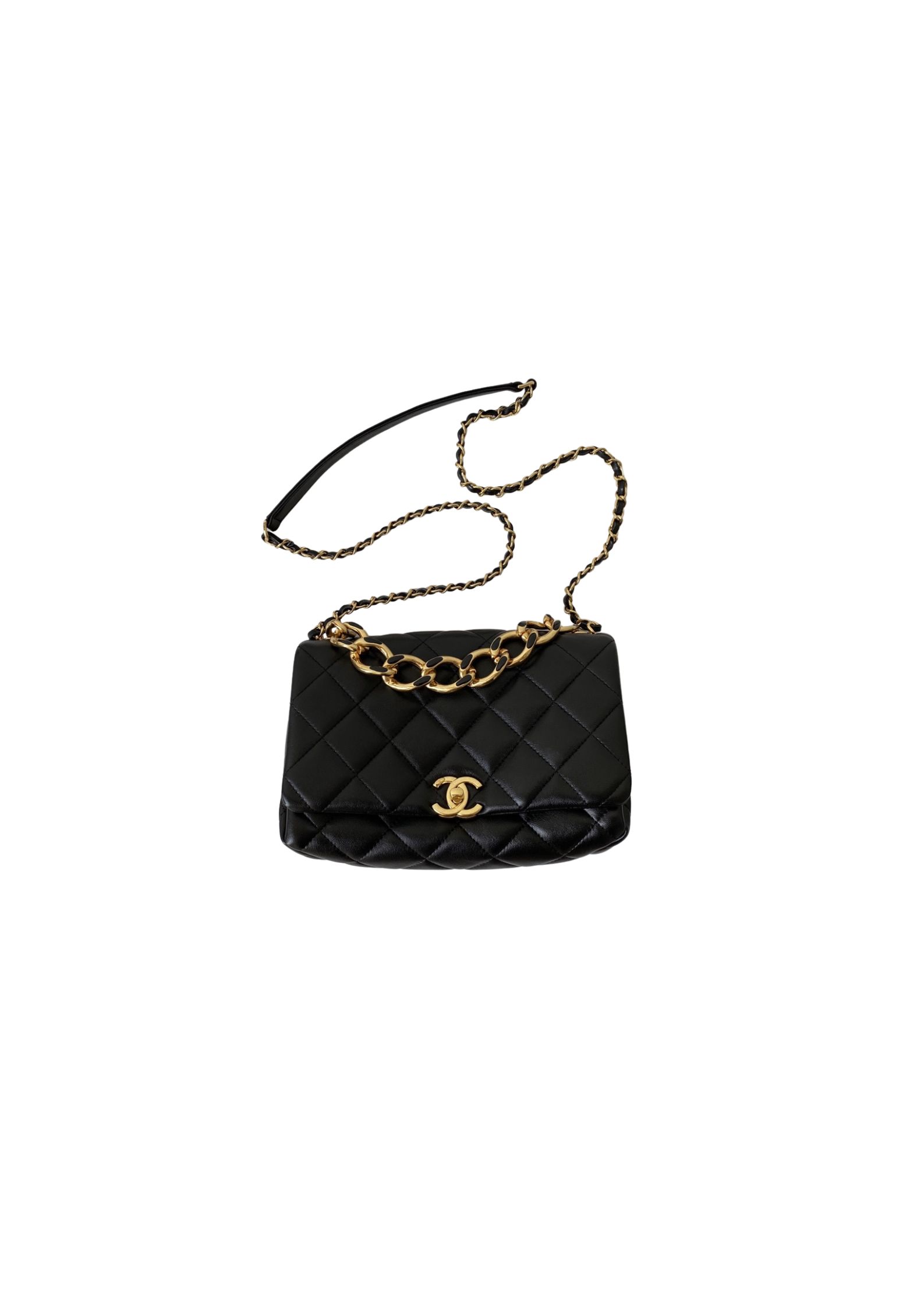 Chanel CC Small Hobo Flap Bag Black/Pink/Grey For Women 8.3 in / 21 cm