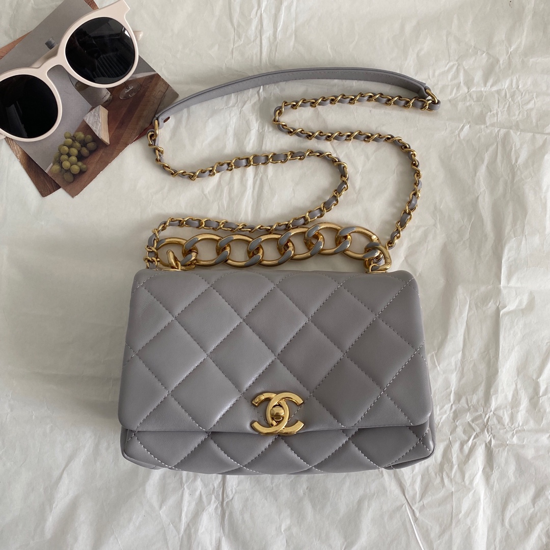 Chanel CC Small Hobo Flap Bag Black/Pink/Grey For Women 8.3 in / 21 cm