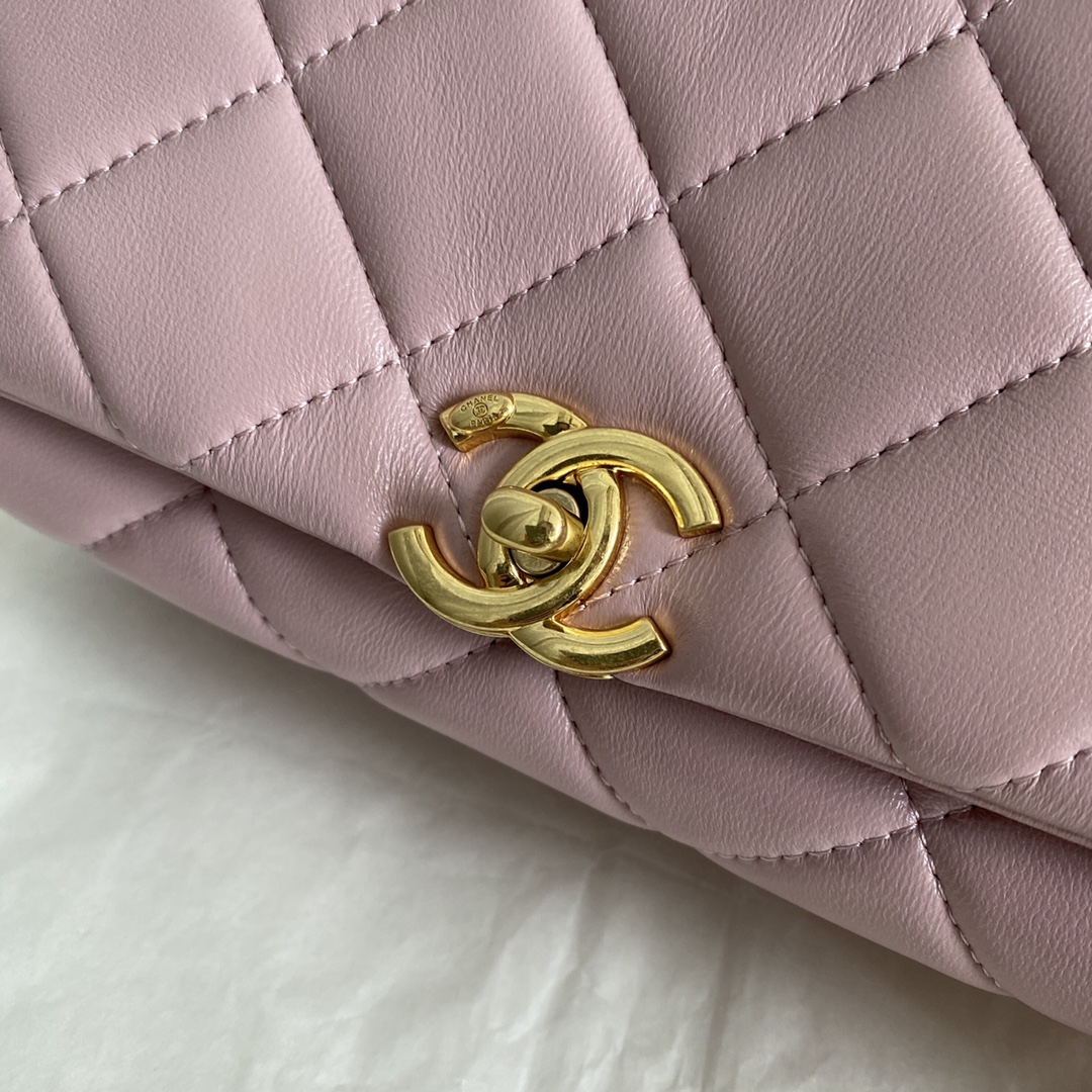 Chanel CC Small Hobo Flap Bag Black/Pink/Grey For Women 8.3 in / 21 cm