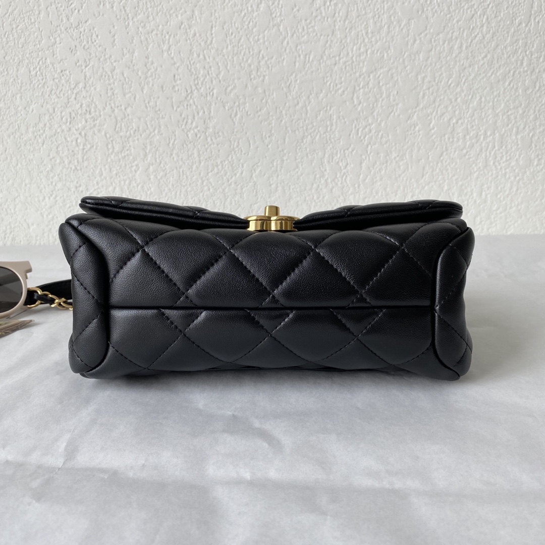 Chanel CC Small Hobo Flap Bag Black/Pink/Grey For Women 8.3 in / 21 cm