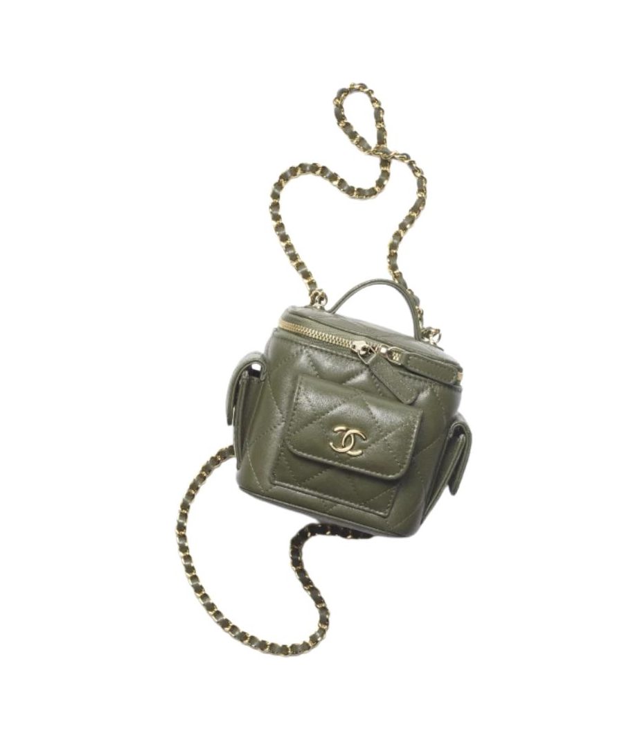 Chanel CC Vanity With Chain Bag Green Khaki /Black/White For Women 4.3 in/ 11 cm  AP3016 NK297