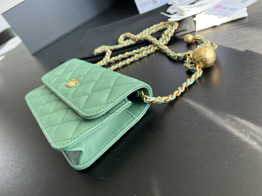 Chanel CC Wallet On Chain Bag Green/Black/White For Women 6.7 in / 17 cm