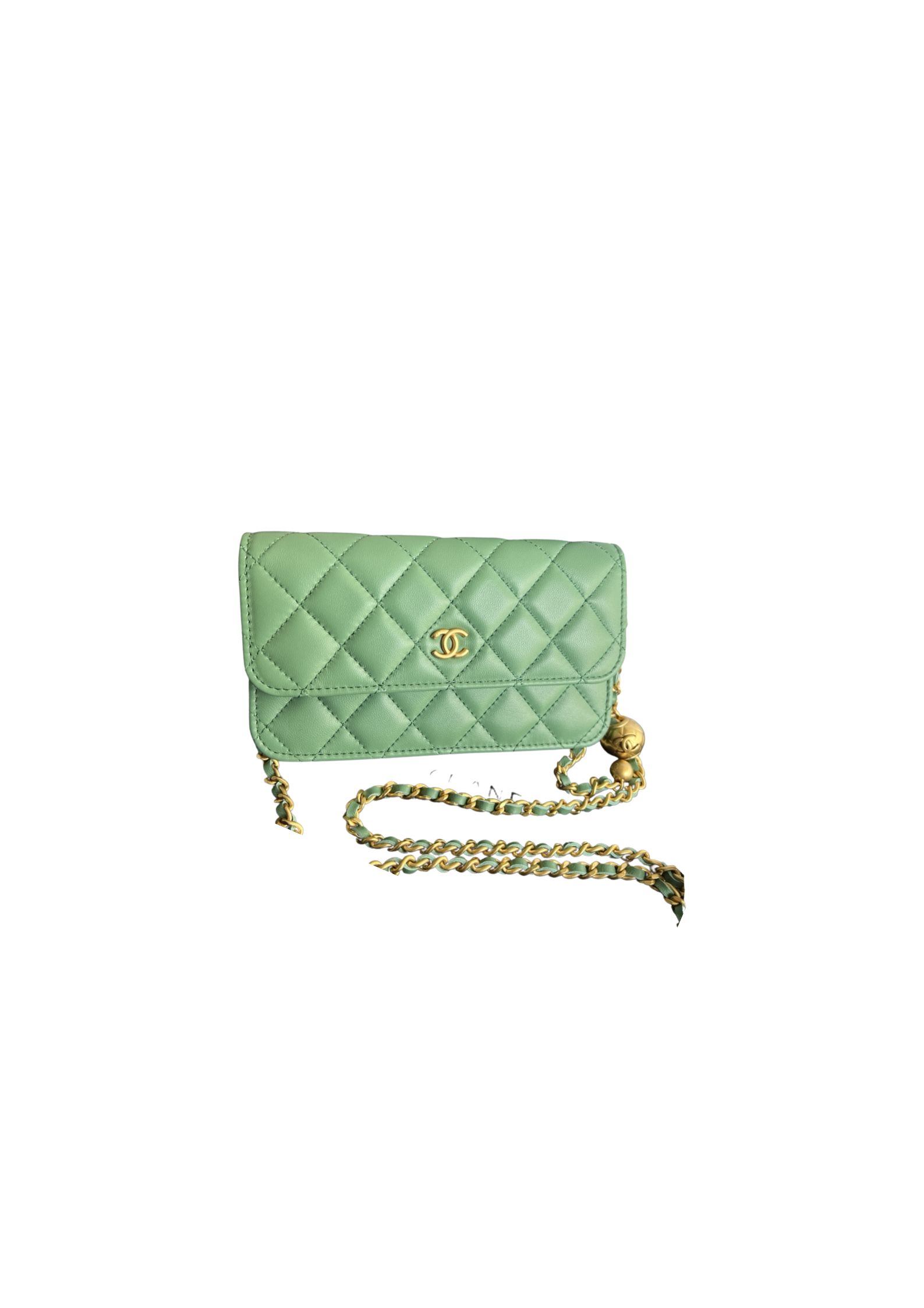 Chanel CC Wallet On Chain Bag Green/Black/White For Women 6.7 in / 17 cm