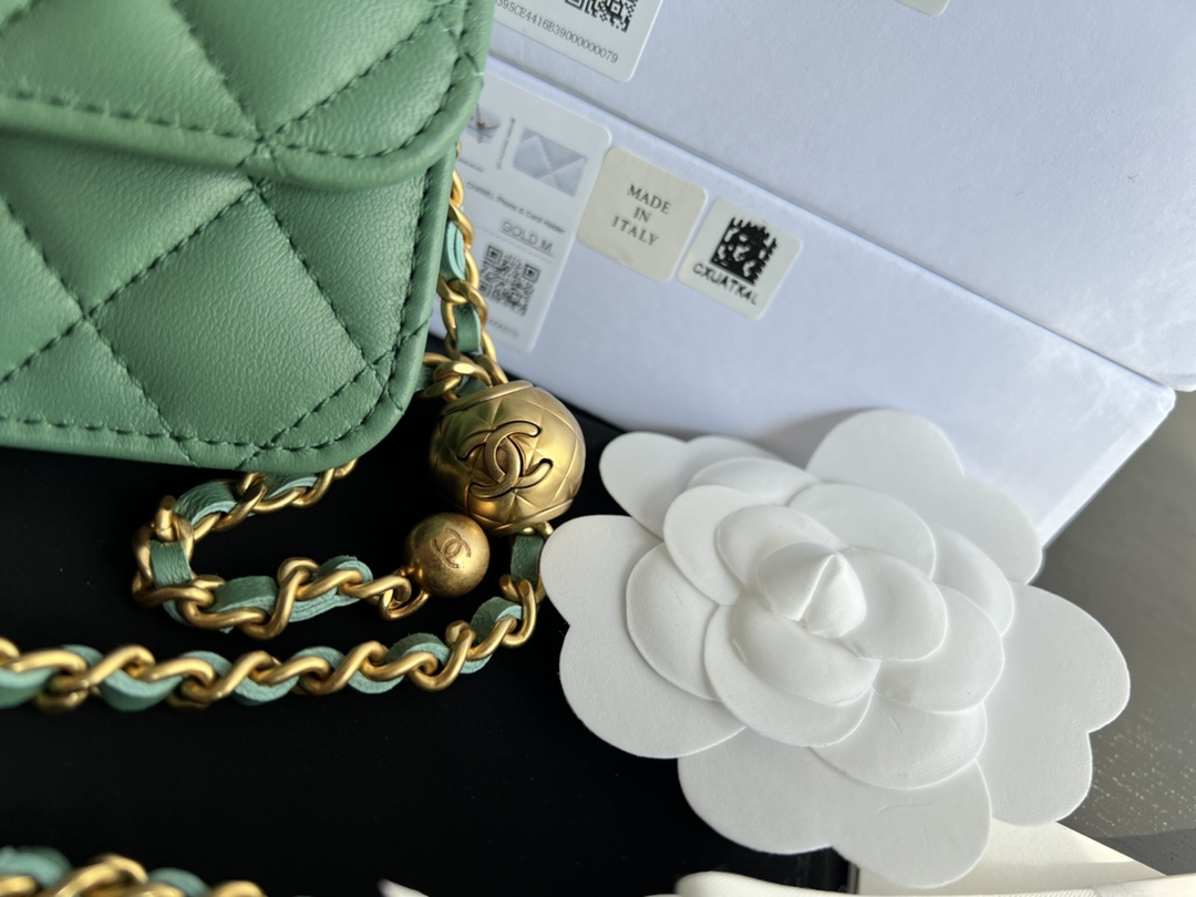Chanel CC Wallet On Chain Bag Green/Black/White For Women 6.7 in / 17 cm