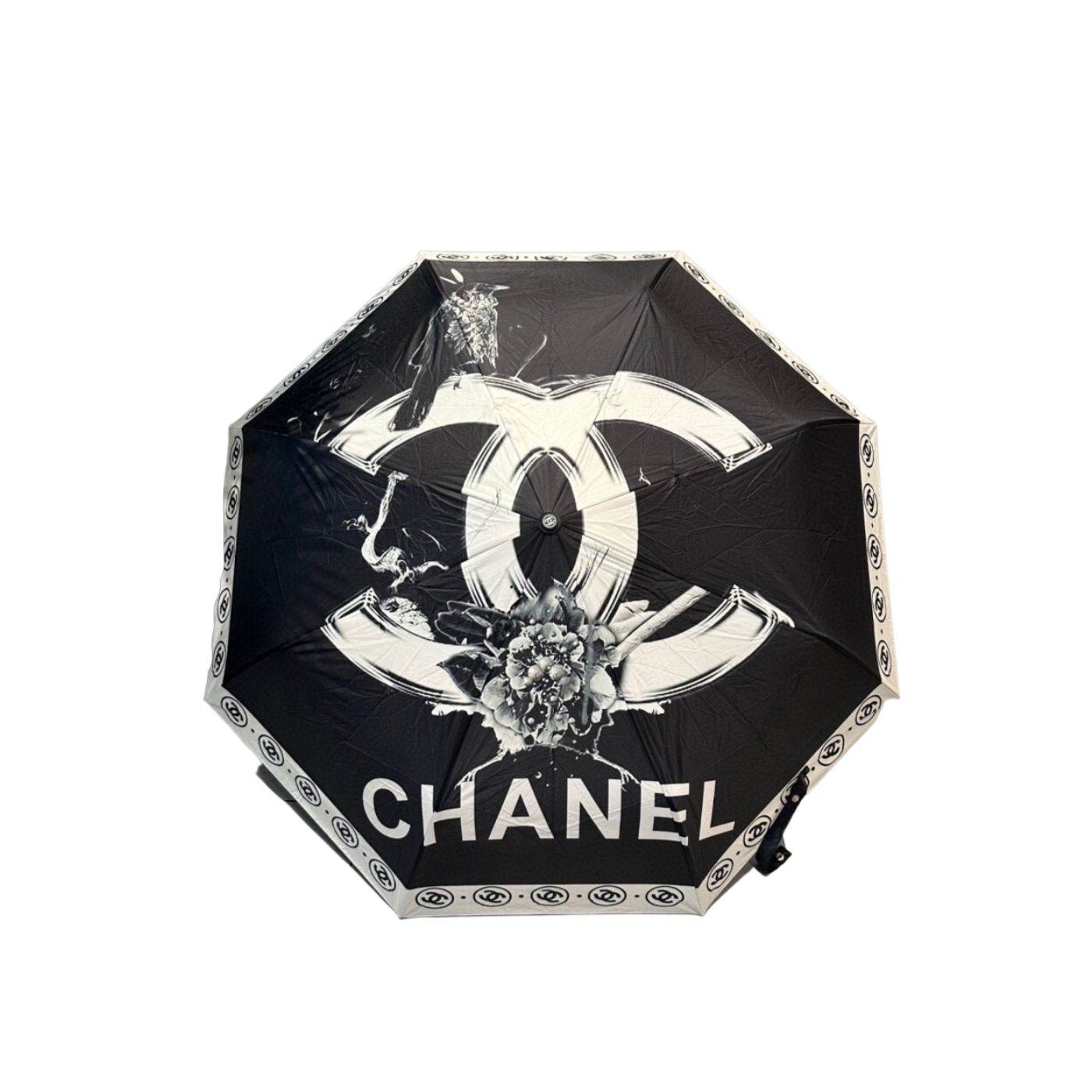 Chanel CC With Flower Folding Umbrella Black