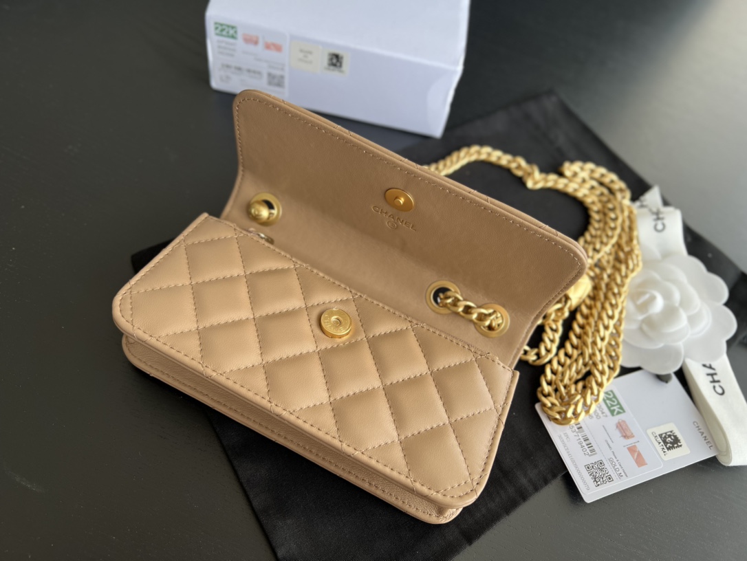 Chanel CC WOC Bag Black/Beige/ Green Khaki/ Brown For Women 6.7 in / 17 cm