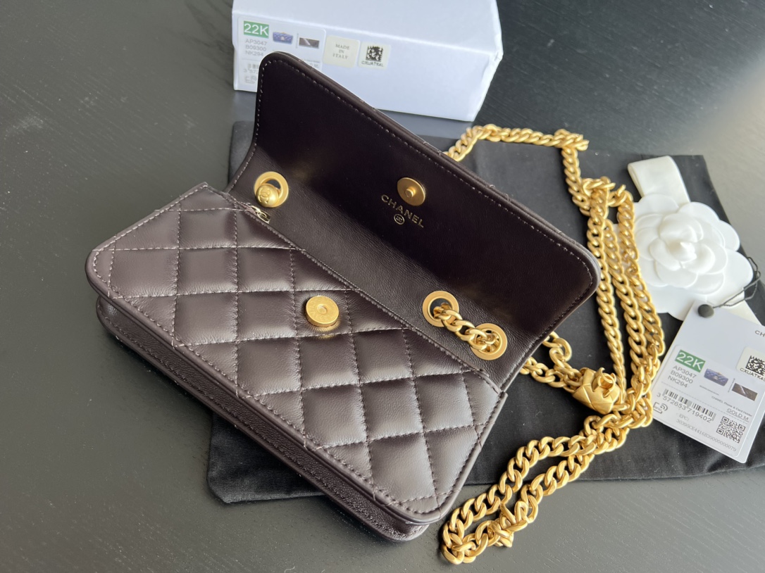 Chanel CC WOC Bag Black/Beige/ Green Khaki/ Brown For Women 6.7 in / 17 cm