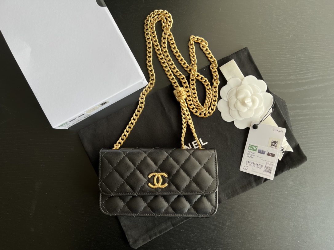 Chanel CC WOC Bag Black/Beige/ Green Khaki/ Brown For Women 6.7 in / 17 cm