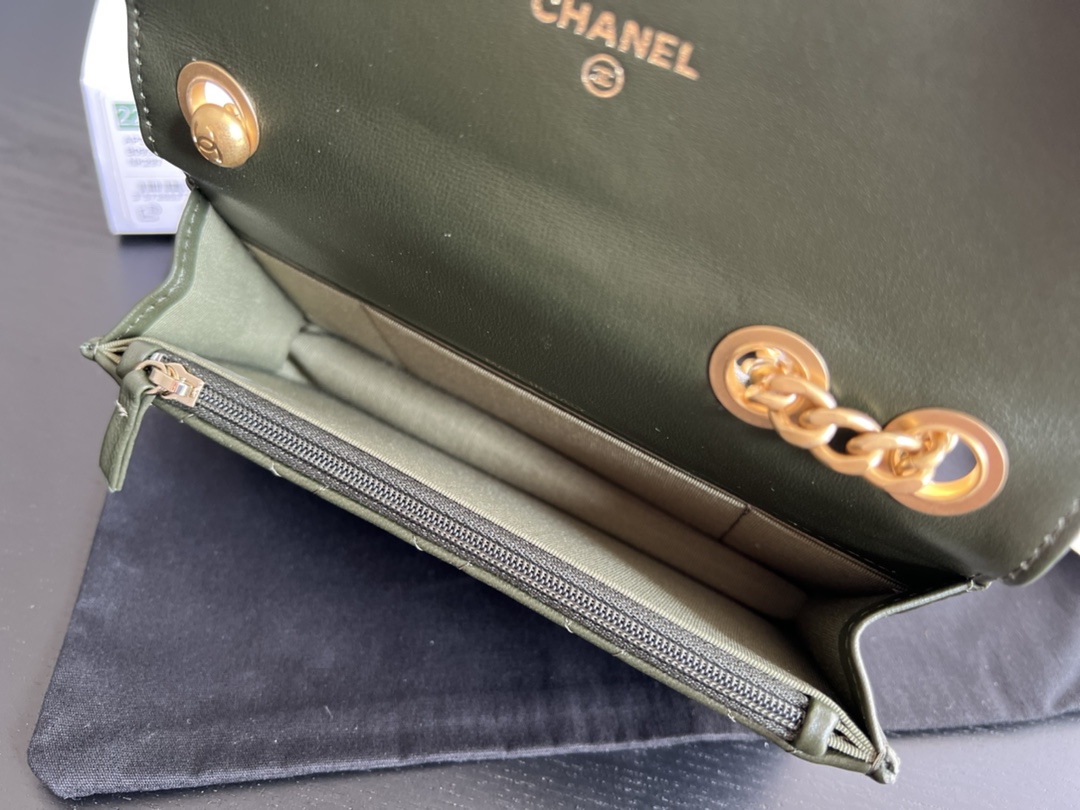 Chanel CC WOC Bag Black/Beige/ Green Khaki/ Brown For Women 6.7 in / 17 cm