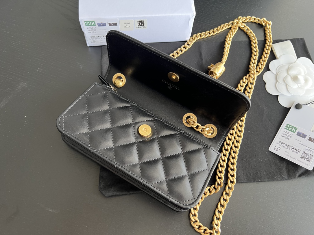 Chanel CC WOC Bag Black/Beige/ Green Khaki/ Brown For Women 6.7 in / 17 cm