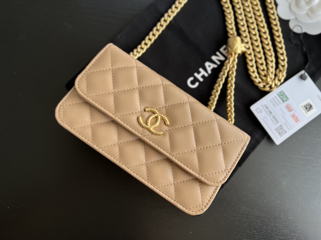Chanel CC WOC Bag Black/Beige/ Green Khaki/ Brown For Women 6.7 in / 17 cm