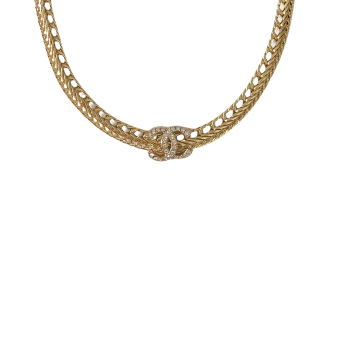 Chanel Chain Choker Necklace Gold For Women