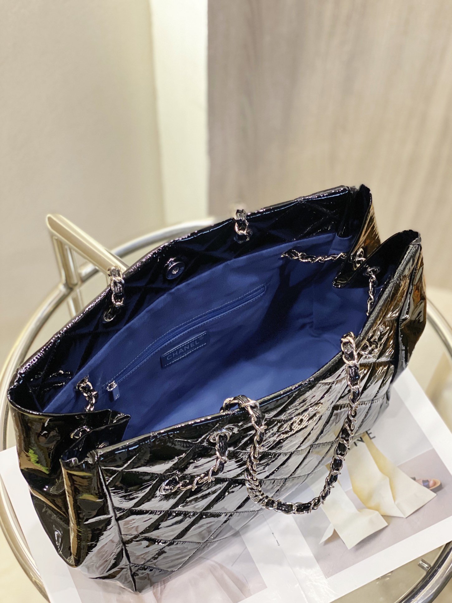 Chanel Chain Double Single Chain Strap Bag Black For Women 18.5 in / 46 cm