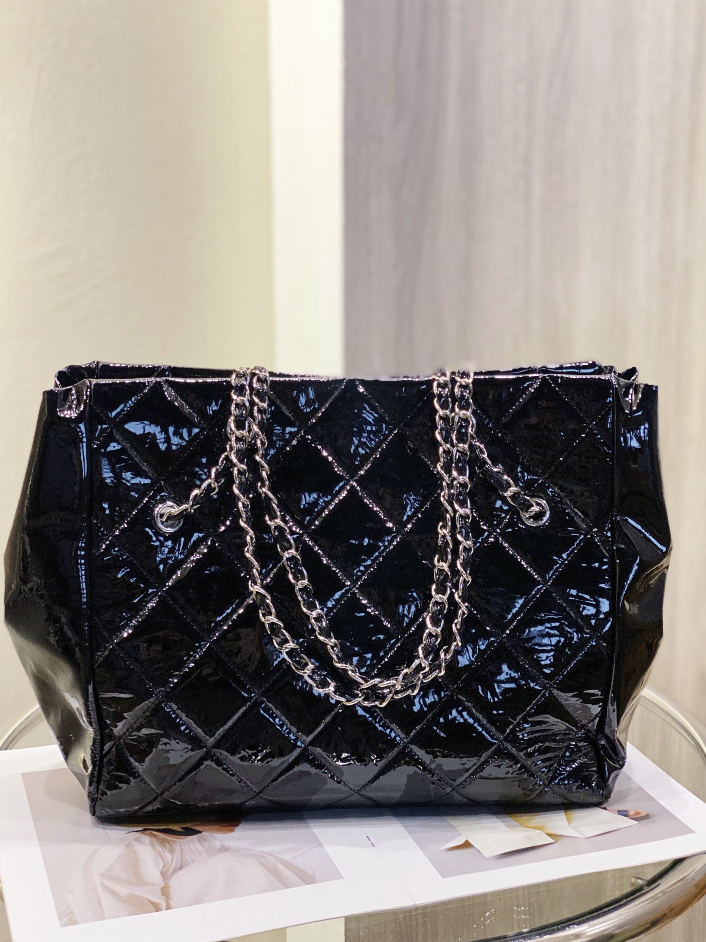 Chanel Chain Double Single Chain Strap Bag Black For Women 18.5 in / 46 cm
